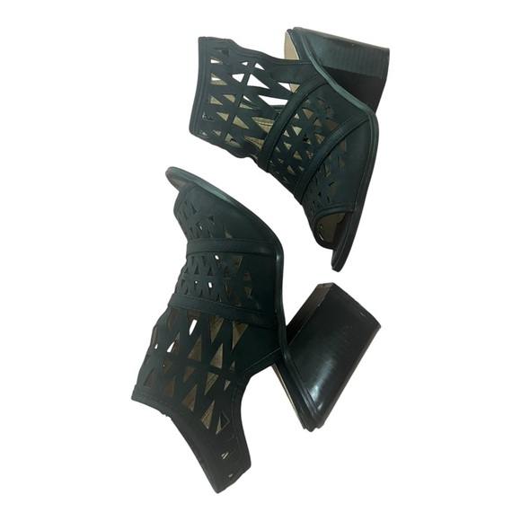 Soho Girls Black Laser Cutout Slingback Heeled Sandals Open Toe Size 7 - Picture 4 of 5